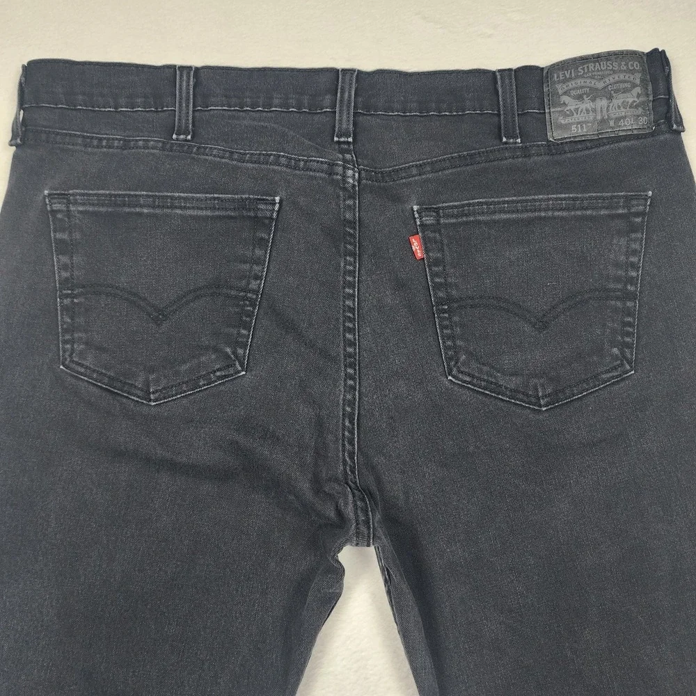 Levis 511 Jeans Mens 40x30 Black Slim Fit Stretch Denim Tapered Leg